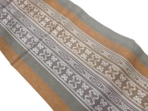 縞に抽象模様織出し名古屋帯